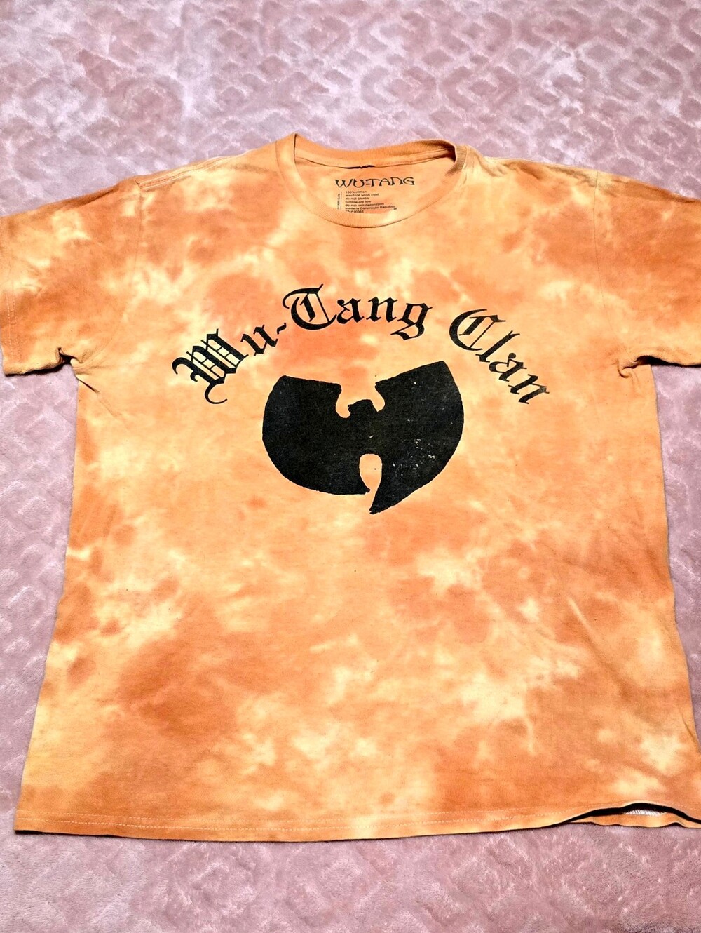 Wu-Tang Clan 'C.R.E.A.M' Orange Tie-Dye T-Shirt Mens Size Medium Hip Hop Tee